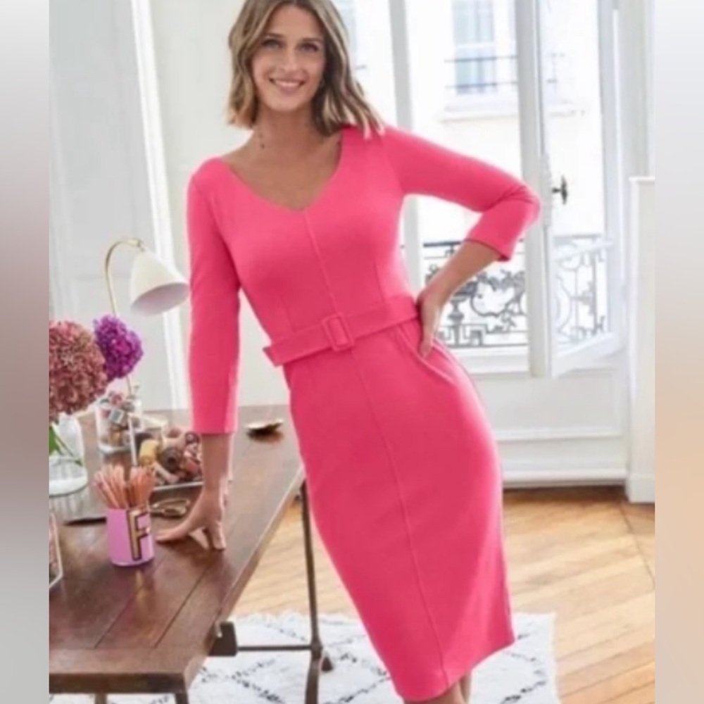 Boden Margie Ottomon Pink V-neck dress (new w/tags)
